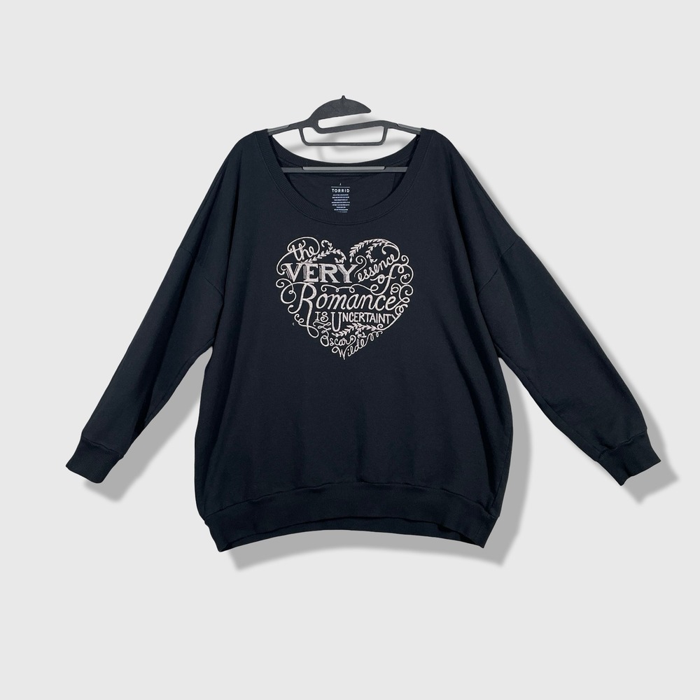 Torrid Sweatshirt Women Size 2 Black Oscar Wilde Heart Dark Academia Romantic